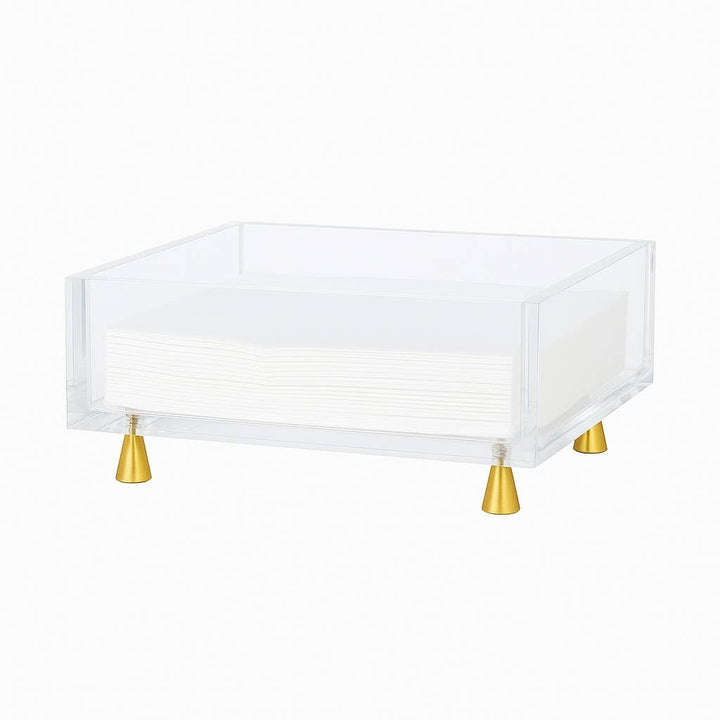 Footed Napkin Holder, Gold - Lunch/Dinner - Something Splendid Co.