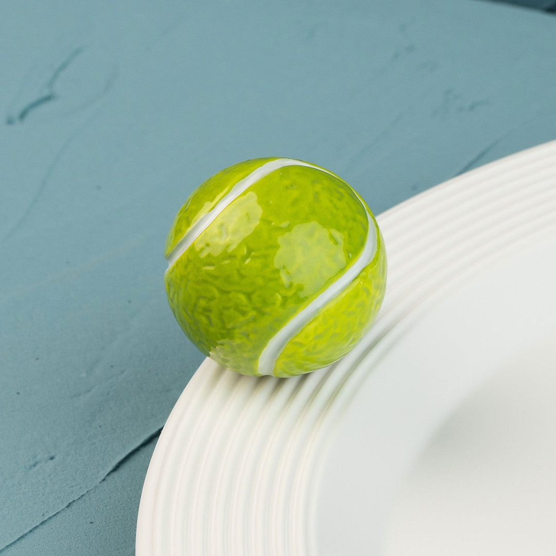 Game Set Match (Tennis Ball) Mini by Nora Fleming — hand-painted ceramic mini topper for a Nora Fleming base (alternate view)