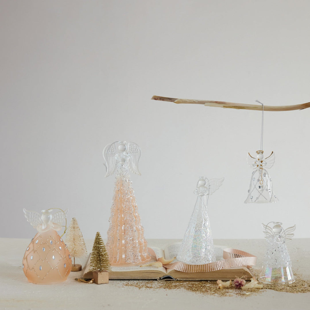 Glass Angel Ornament, 2 Styles (Hangs or Sits) - Something Splendid Co.