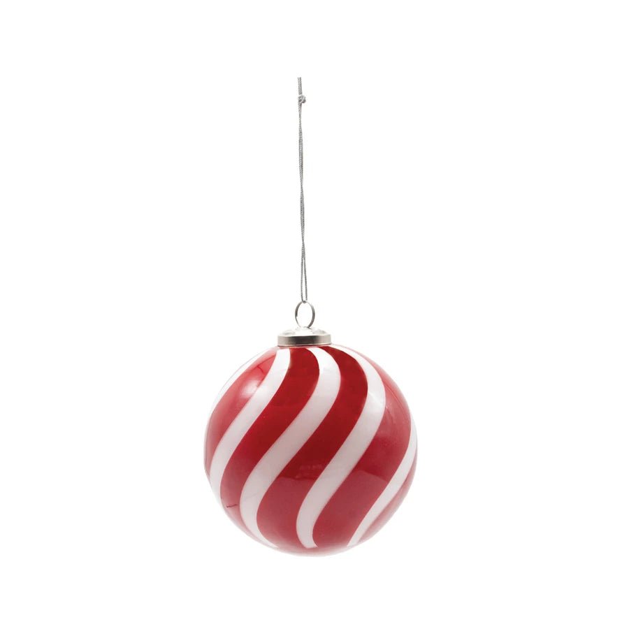 Glass Ball Ornament with Swirled Stripes - Something Splendid Co.
