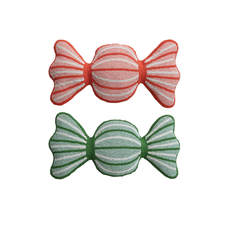 Glass Beaded Candy Pillow with Velvet Back, 2 Colors - Something Splendid Co.