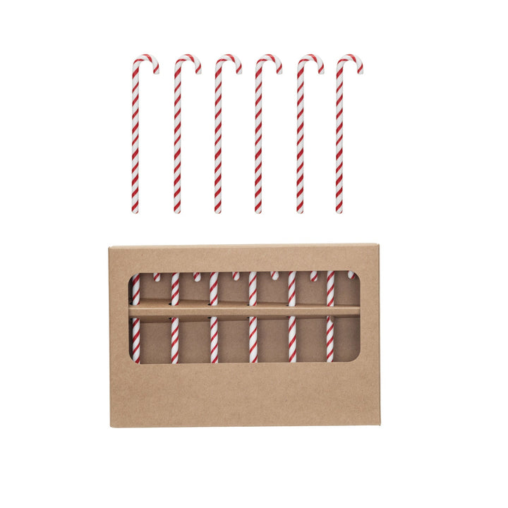 Glass Candy Cane Shaped Stir Sticks Boxed Set of 6 - Something Splendid Co.