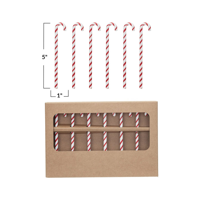 Glass Candy Cane Shaped Stir Sticks Boxed Set of 6 - Something Splendid Co.