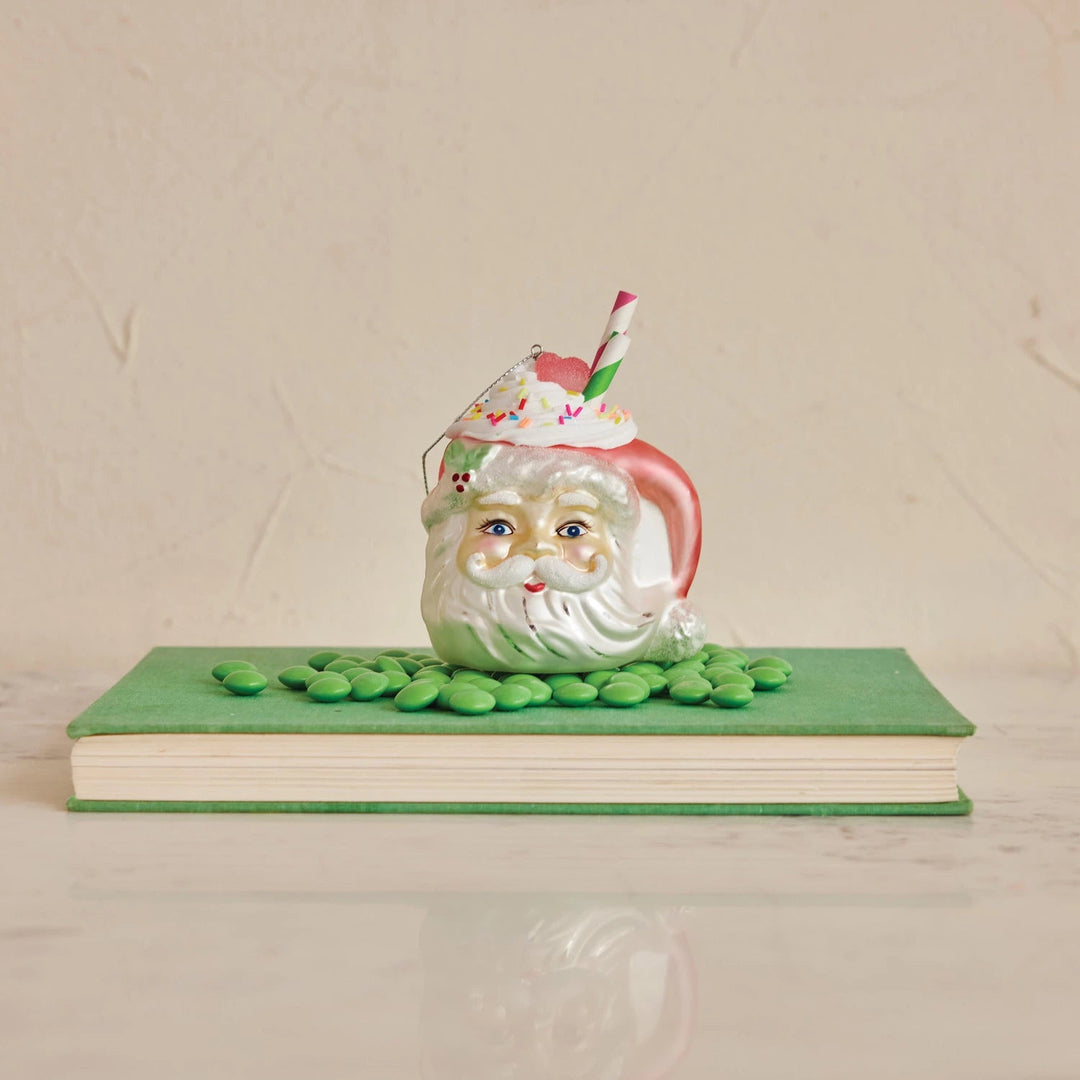 Glass Santa Head Mug Ornament - Something Splendid Co.