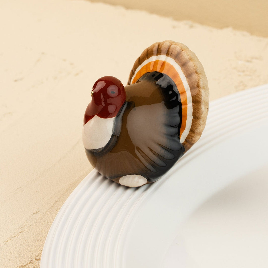 Gobble Gobble Mini by Nora Fleming — hand-painted ceramic proud Thanksgiving turkey (alternate view)