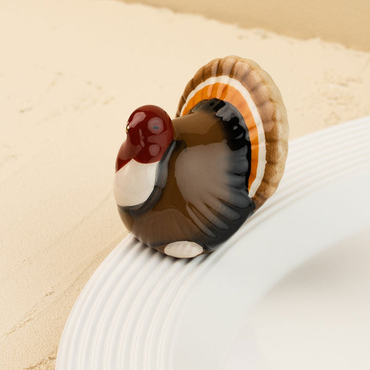 Gobble Gobble Mini by Nora Fleming — hand-painted ceramic proud Thanksgiving turkey (alternate view)
