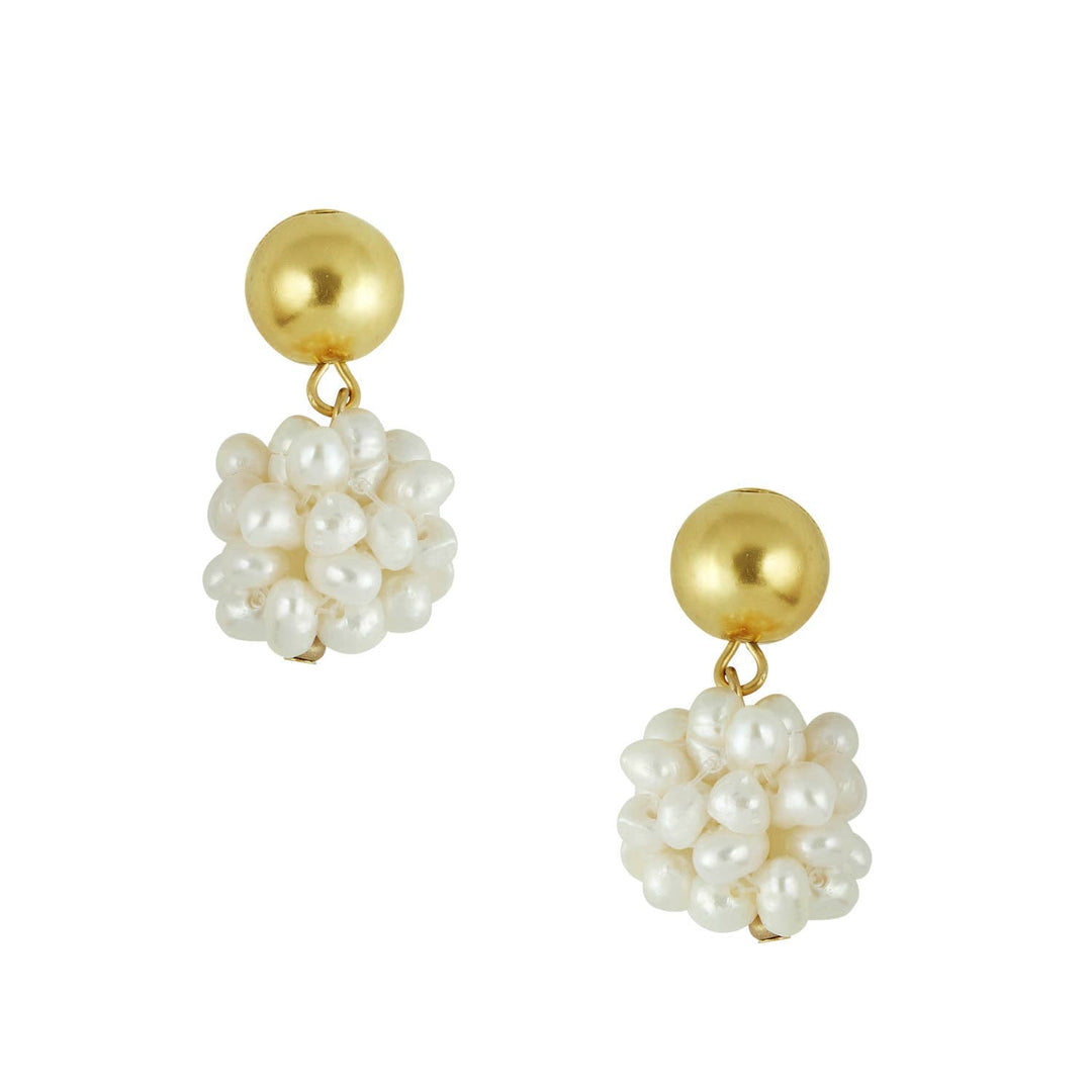 Gold + Pearl Cluster Earrings - Something Splendid Co.