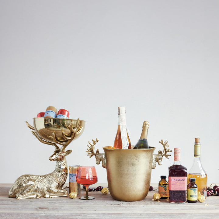 Gold Reindeer Ice Bucket and Bottle Cooler - Something Splendid Co.