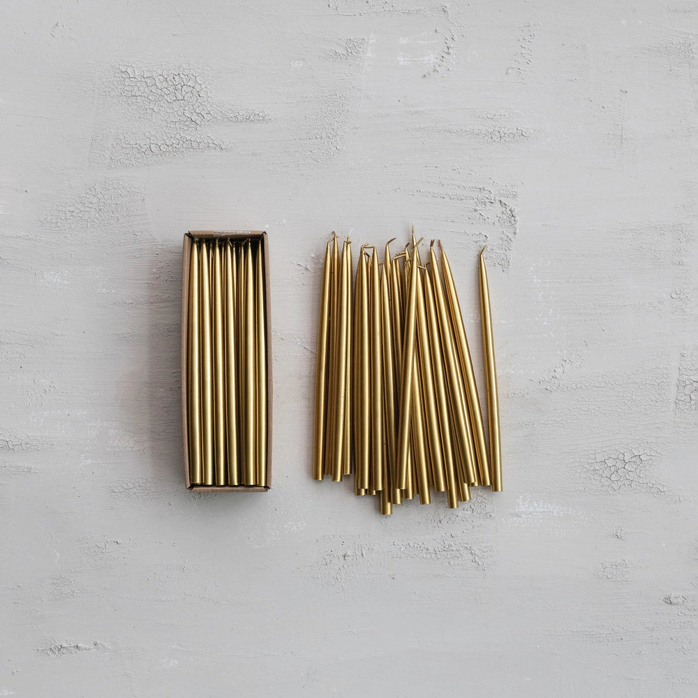Gold Thin Taper Candles, Set of 24 - Something Splendid Co.