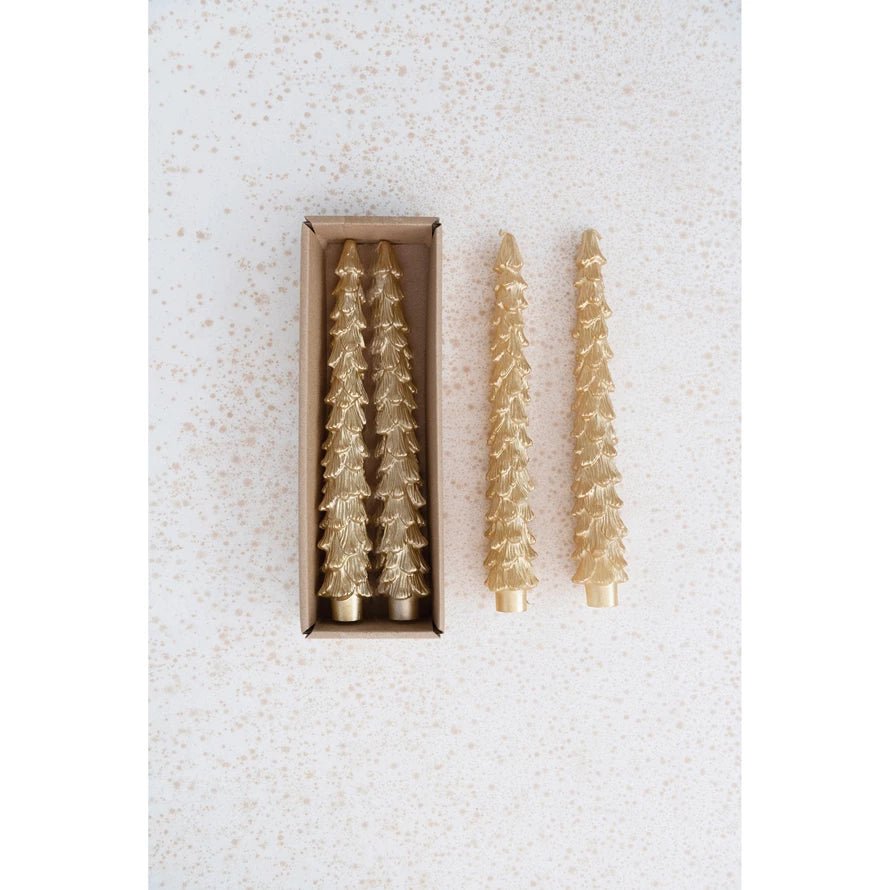 Gold Tree Taper Candle, Set of 2 - Something Splendid Co.