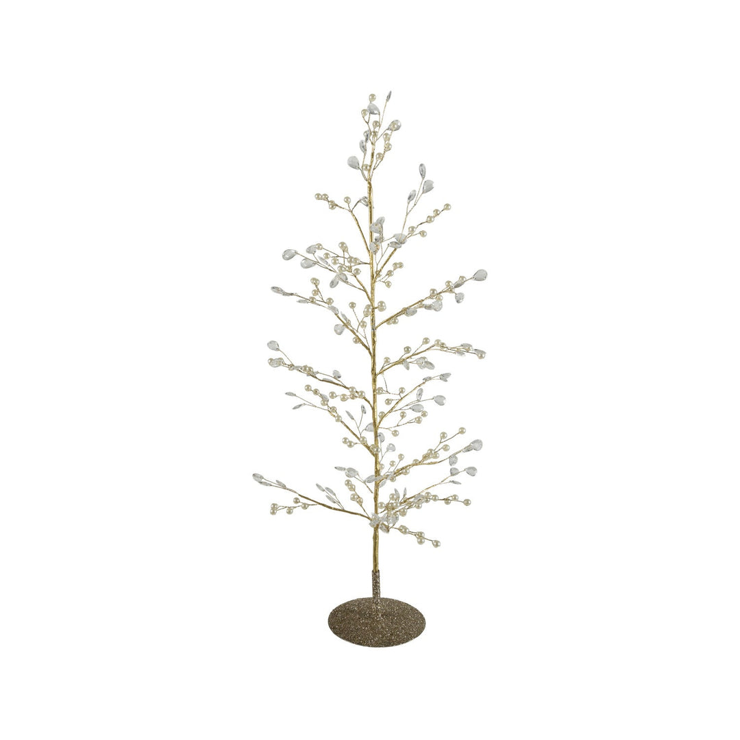 Gold Wire Tree with Faux Pearls and Glitter Base - Something Splendid Co.
