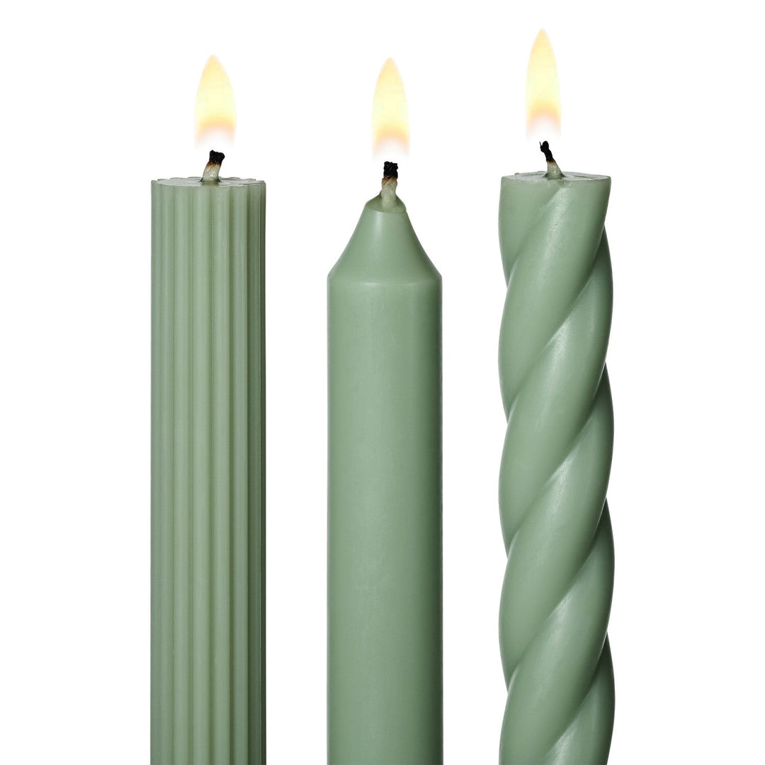 Green Assorted Taper Candles - 3 Pack - Something Splendid Co.