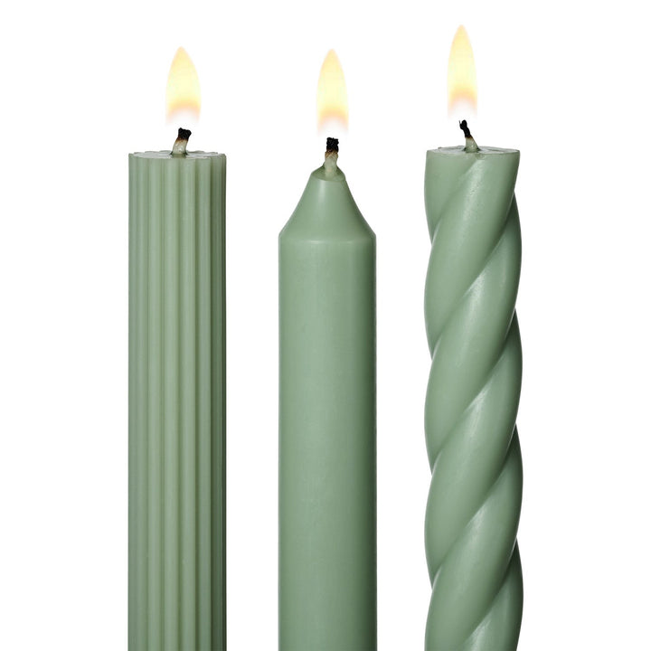 Green Assorted Taper Candles - 3 Pack - Something Splendid Co.