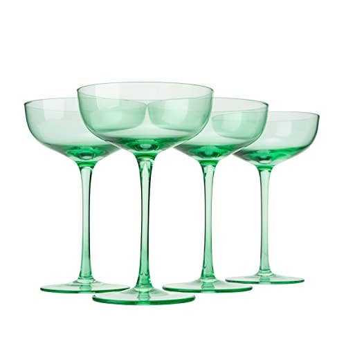 Green Colored Coupe Glass | 7oz | - Something Splendid Co.