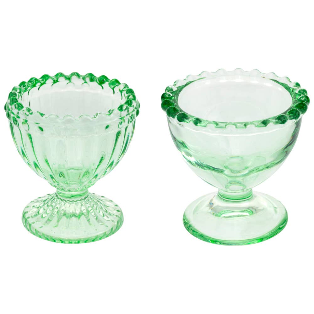 Green Glass Easter Egg Cups Set of 2 - Something Splendid Co.