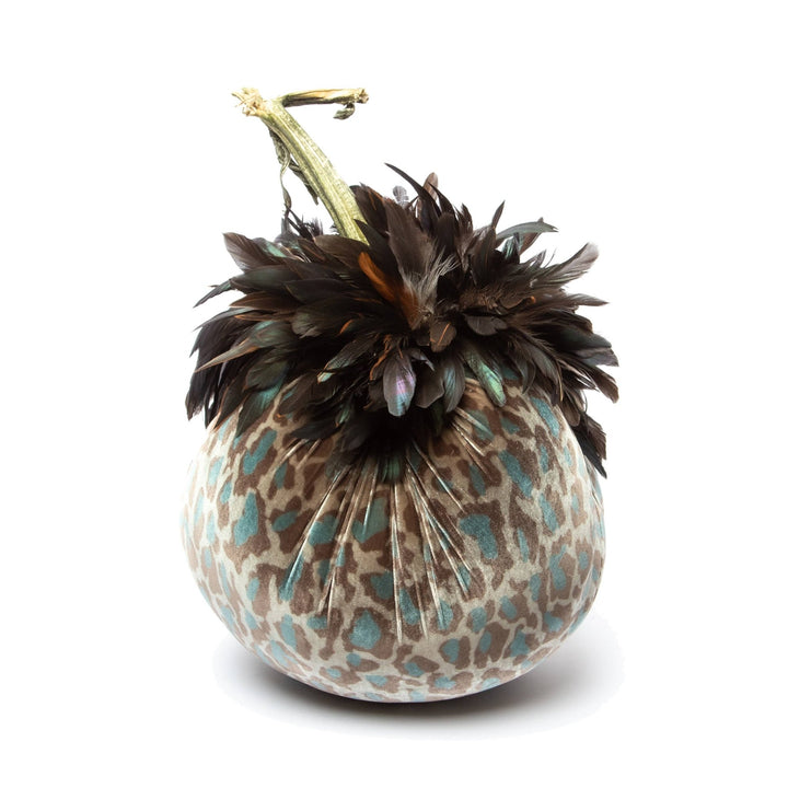 Greige Leopard w/ Bronze Feather Collar - Something Splendid Co.
