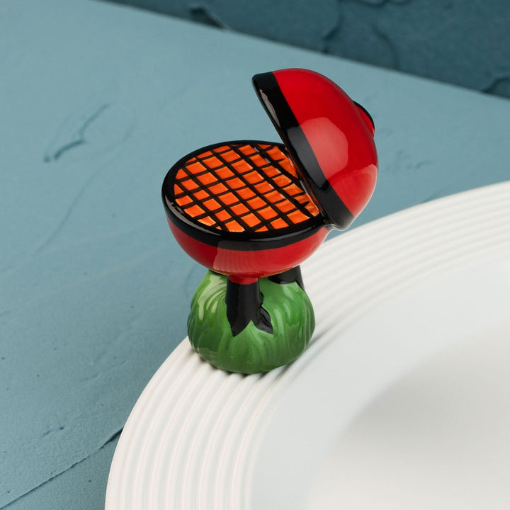 Grill Mini by Nora Fleming — hand-painted ceramic little red barbecue grill (alternate view)