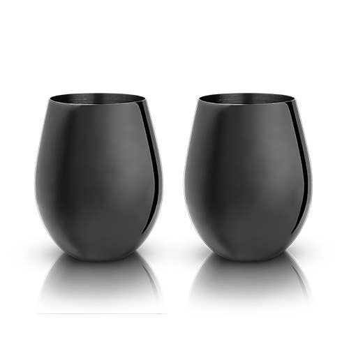 Gunmetal Stemless Wine Glasses (Set of 2) - Something Splendid Co.