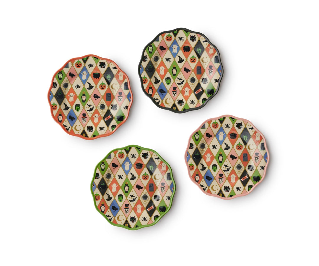 Halloween Argyle Melamine Assorted Dessert Plates - Something Splendid Co.