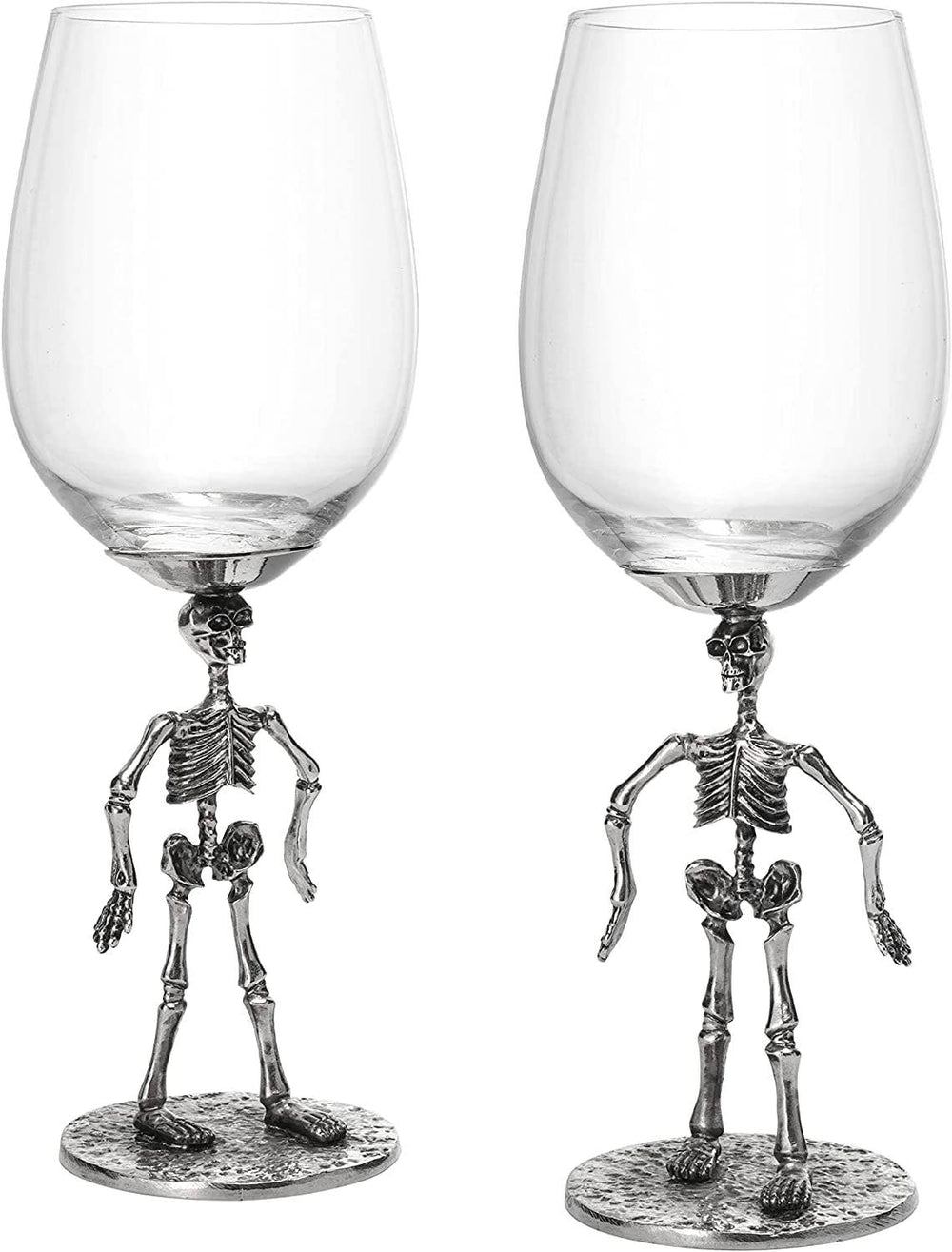 Halloween Set of 2 Stemmed Skeleton Wine Glasses - 12 oz - Something Splendid Co.