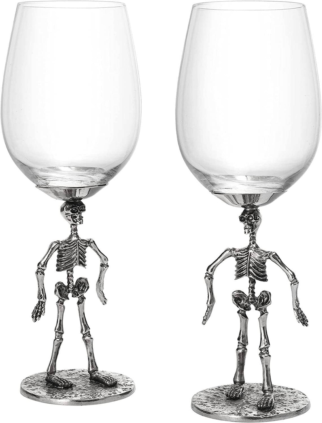 Halloween Set of 2 Stemmed Skeleton Wine Glasses - 12 oz - Something Splendid Co.