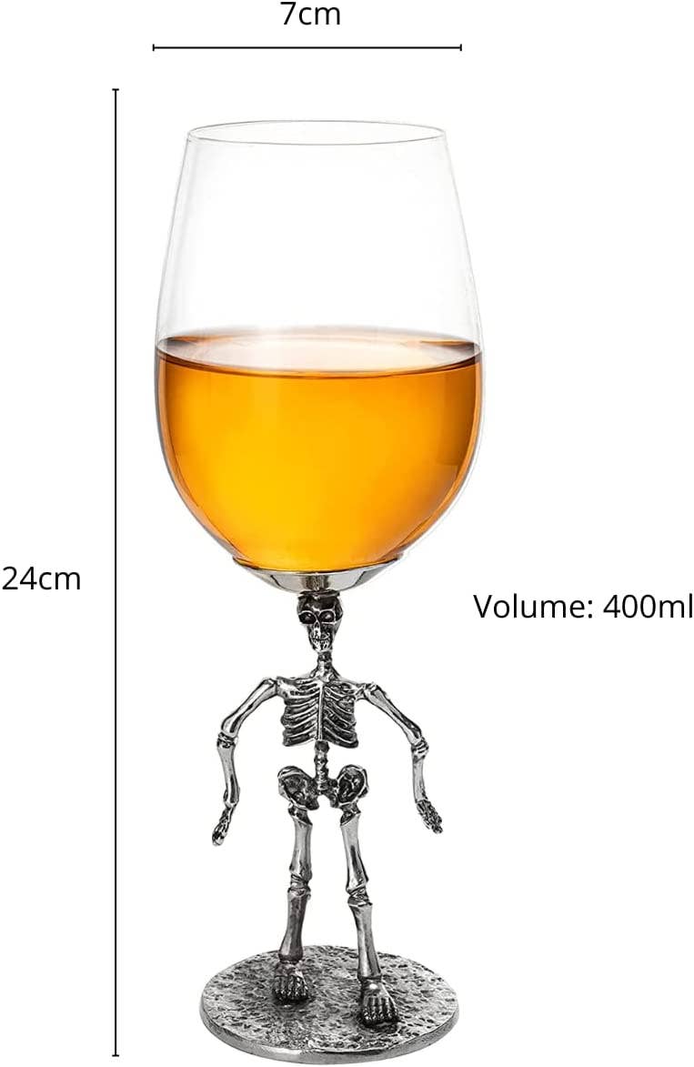 Halloween Set of 2 Stemmed Skeleton Wine Glasses - 12 oz - Something Splendid Co.