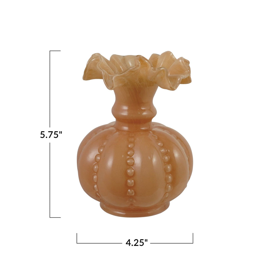 Hand-Blown Glass Rufle Vase - Opaque Apricot - Something Splendid Co.