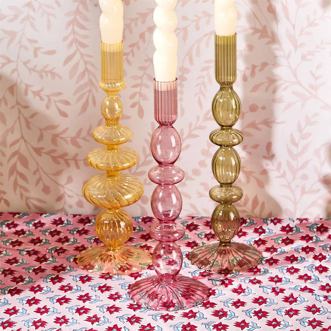 Hand-Blown Glass Taper Candleholders - 5 Colors - Something Splendid Co.