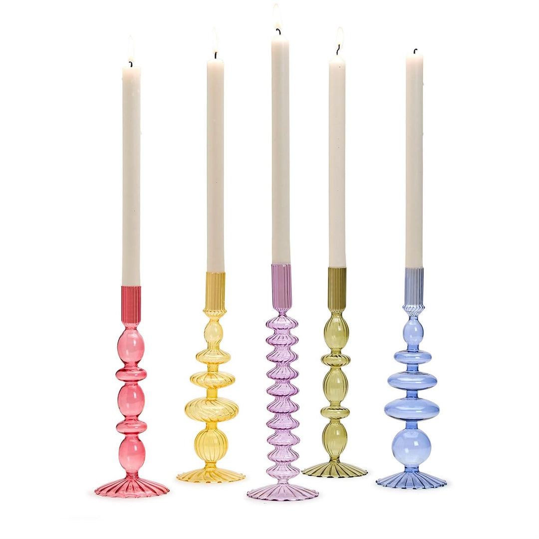Hand-Blown Glass Taper Candleholders - 5 Colors - Something Splendid Co.