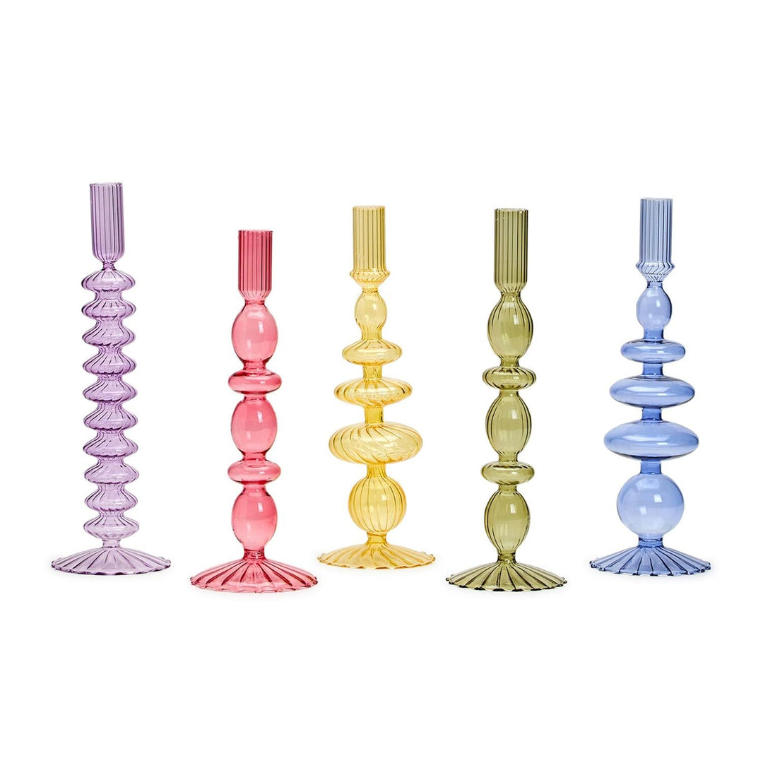 Hand-Blown Glass Taper Candleholders - 5 Colors - Something Splendid Co.