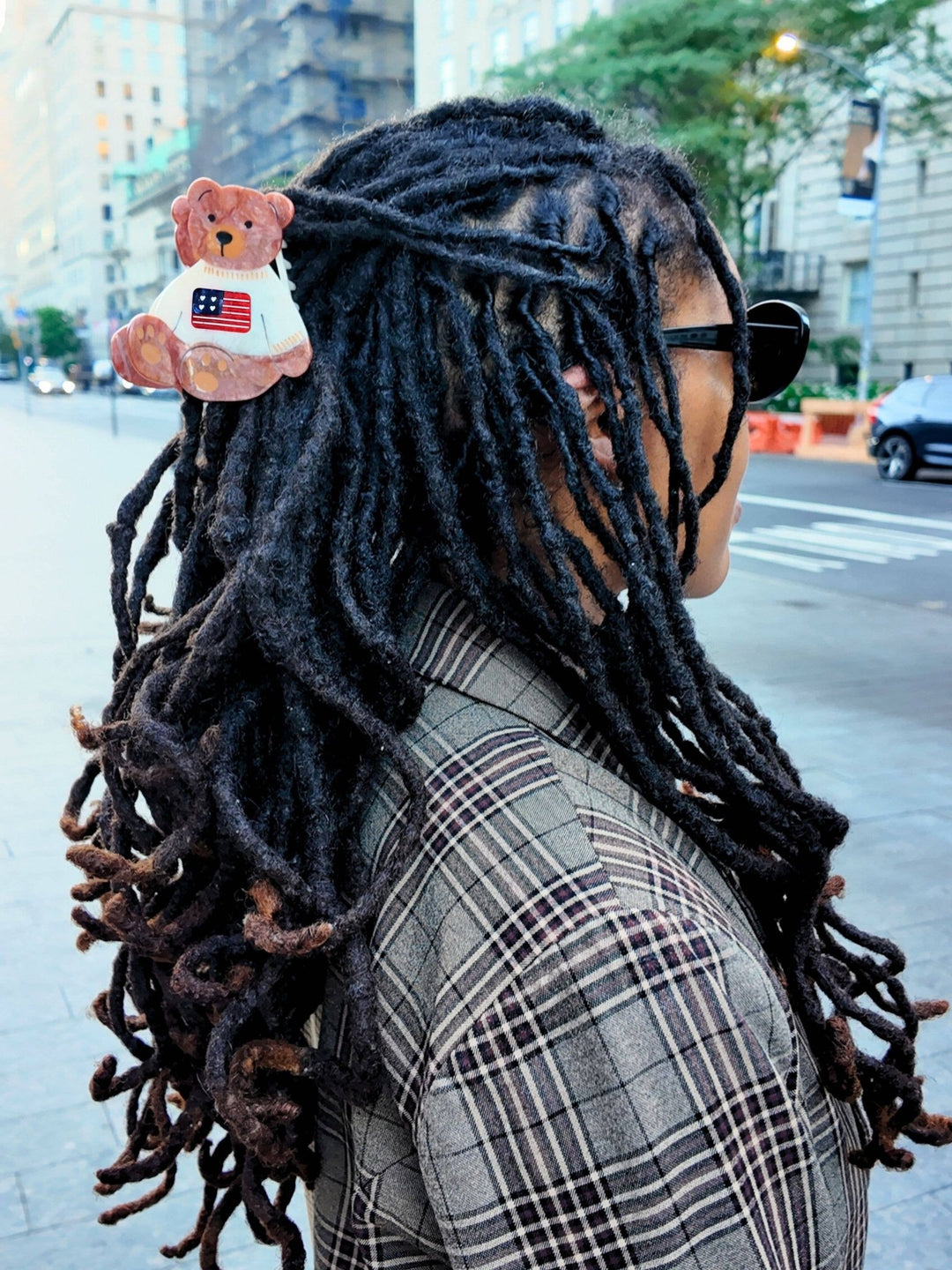 Hand - painted Americana Teddy Bear Claw Hair Clip - Something Splendid Co.