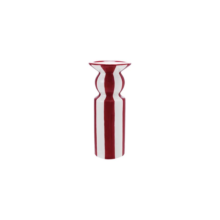 Hand - Painted Ceramic Striped Taper Holder, 2 Sizes - Something Splendid Co.