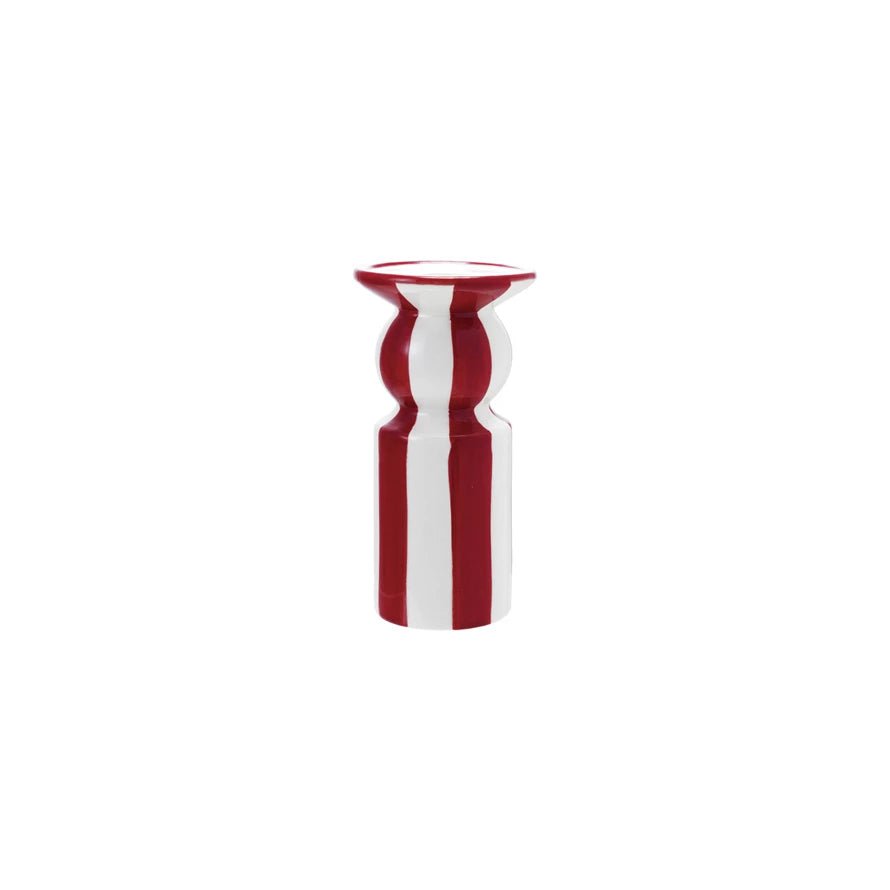Hand - Painted Ceramic Striped Taper Holder, 2 Sizes - Something Splendid Co.