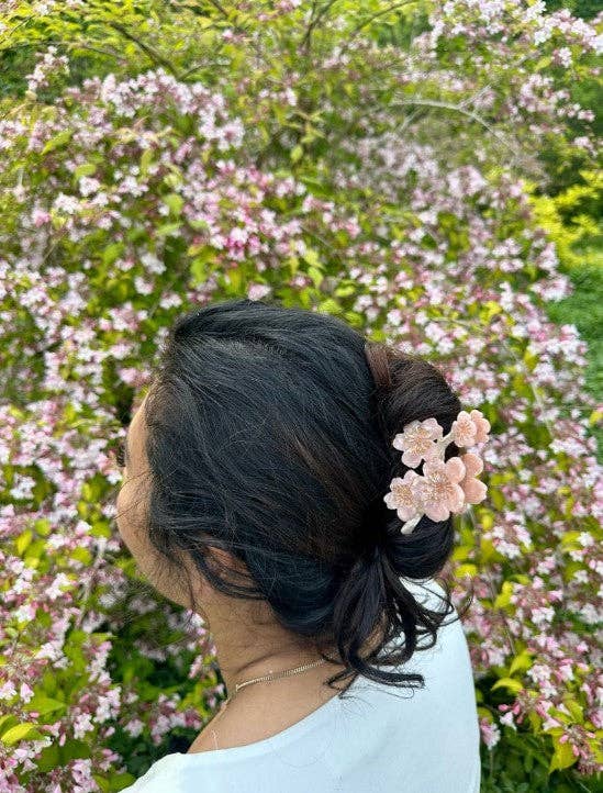 Hand - painted Cherry Blossom Flower Claw Hair Clip | Eco - Friendly - Something Splendid Co.