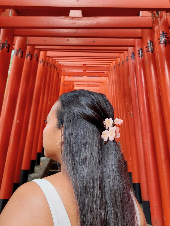 Hand - painted Cherry Blossom Flower Claw Hair Clip | Eco - Friendly - Something Splendid Co.