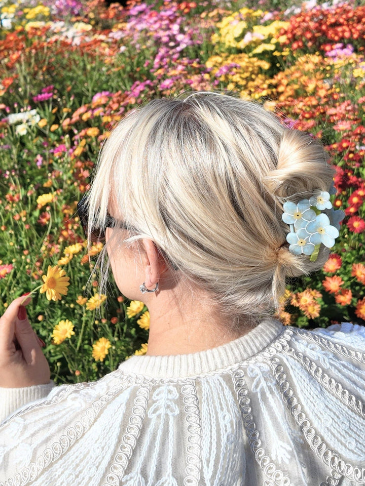 Hand - painted Forget - Me - Not Claw Hair Clip | Eco - Friendly - Something Splendid Co.