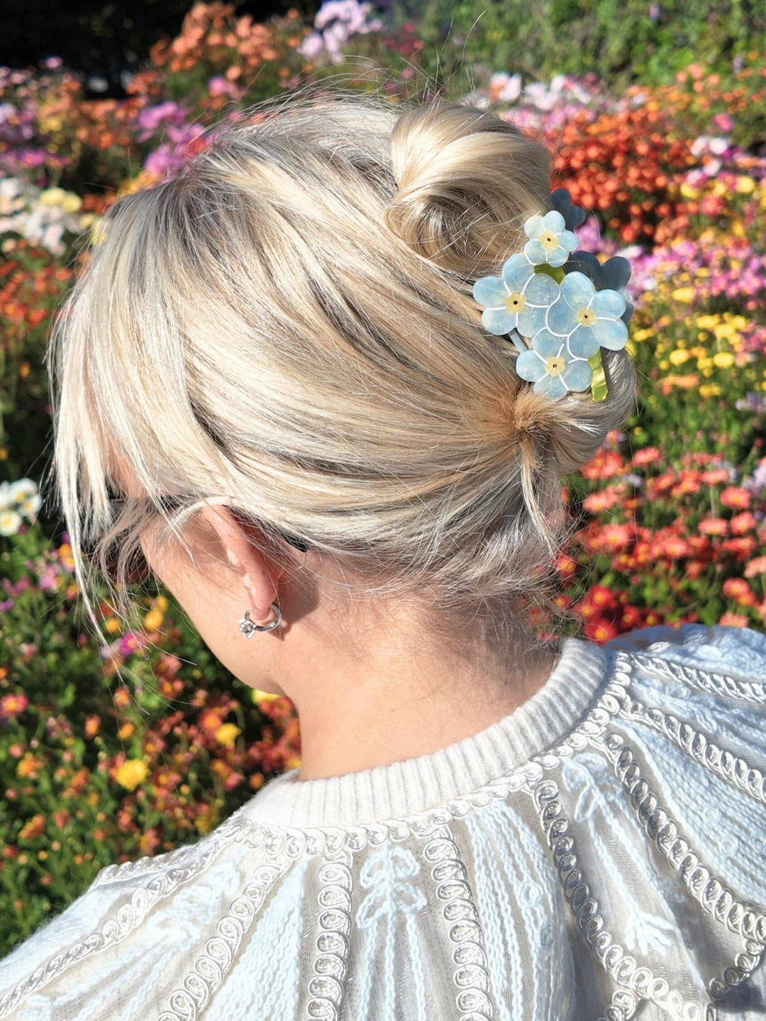 Hand - painted Forget - Me - Not Claw Hair Clip | Eco - Friendly - Something Splendid Co.