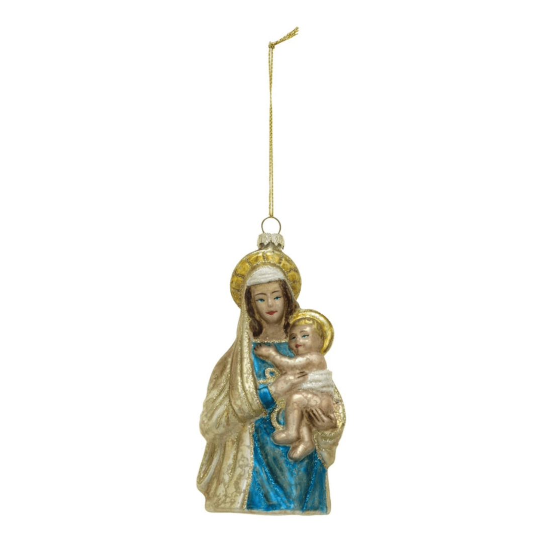 Hand - Painted Glass Virgin Mary & Child Ornament, 2 Styles - Something Splendid Co.