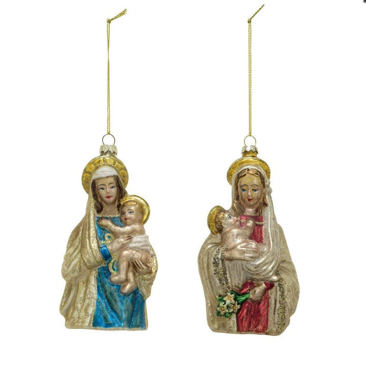 Hand - Painted Glass Virgin Mary & Child Ornament, 2 Styles - Something Splendid Co.