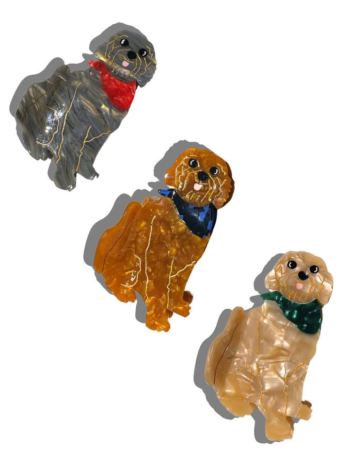 Hand - painted Golden Doodle Dog Claw Hair - Something Splendid Co.