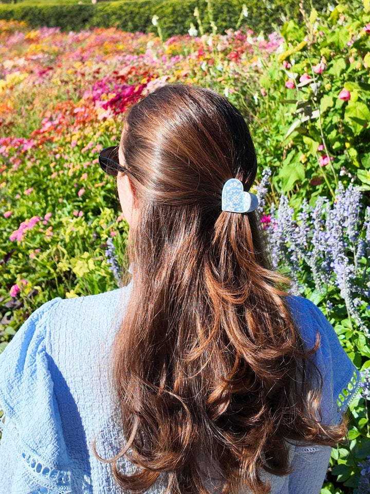 Hand - painted Mini Paisley Heart Claw Hair Clip | Eco - Friendly - Something Splendid Co.