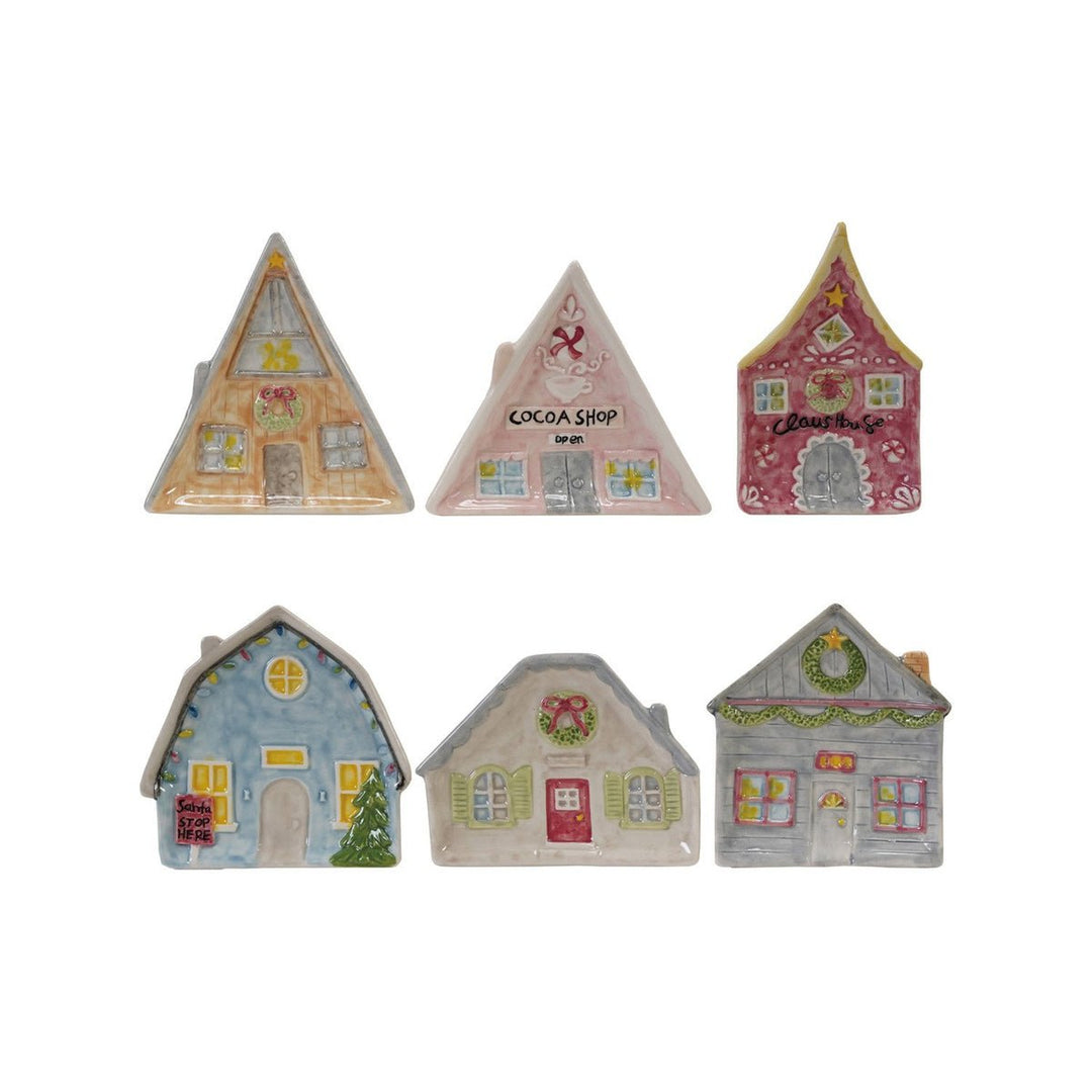 Hand - Painted Stoneware House Shaped Dishes, 6 Styles - Something Splendid Co.
