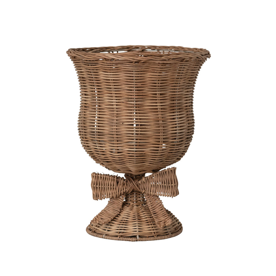 Hand-Woven Rattan Urn with Bow - Something Splendid Co.