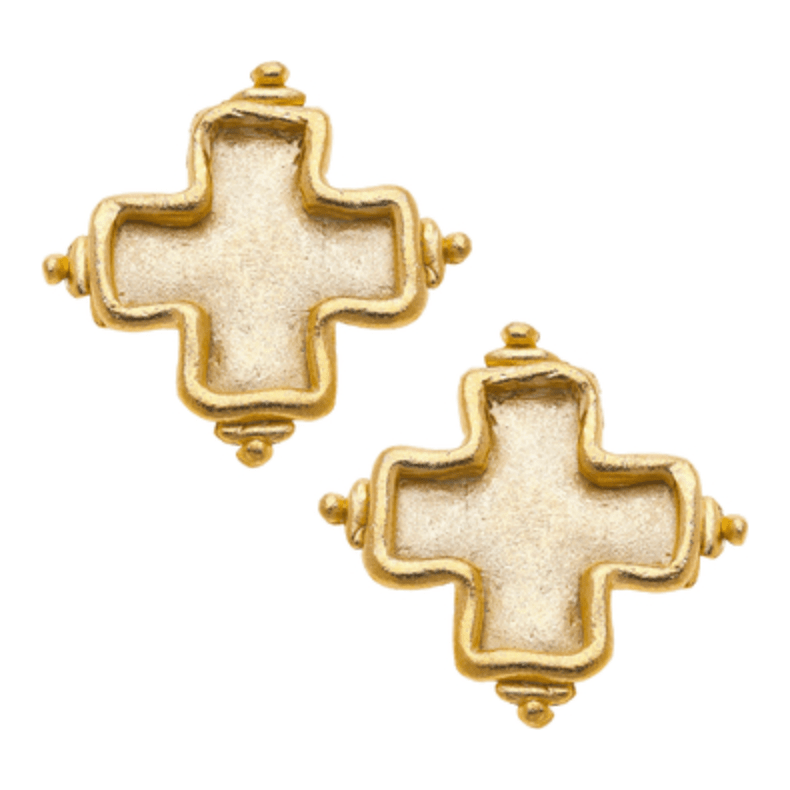 Handcase Gold Cross Clip Earrings - Something Splendid Co.