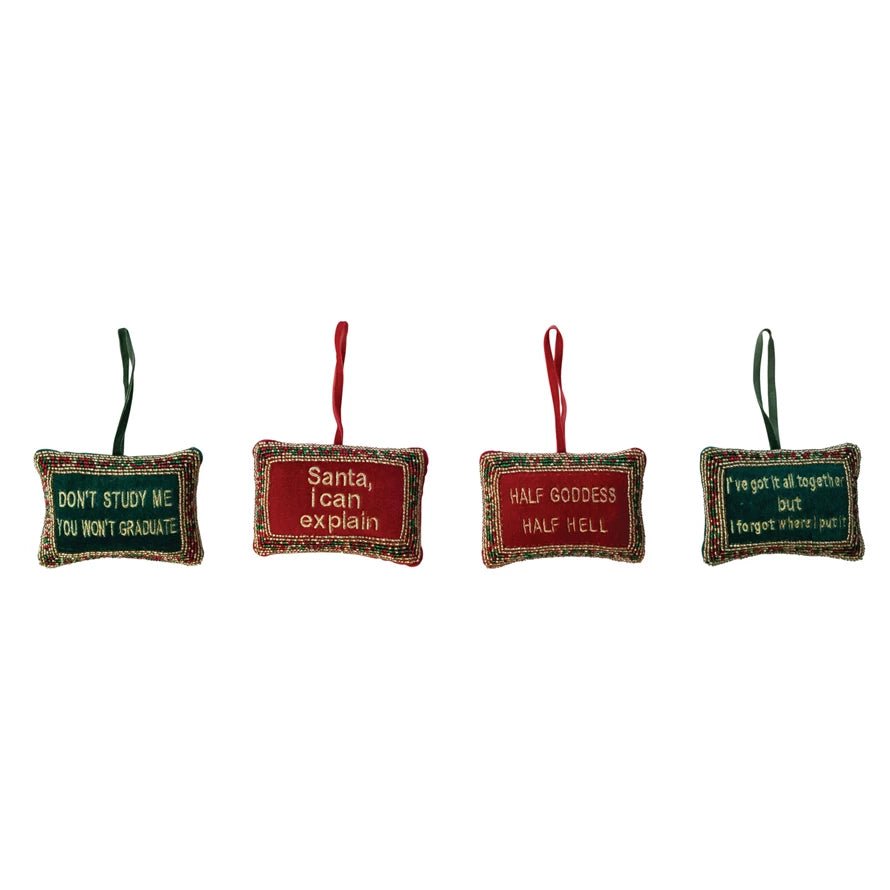 Handmade Beaded Velvet Pillow Ornaments, 4 Styles - Something Splendid Co.