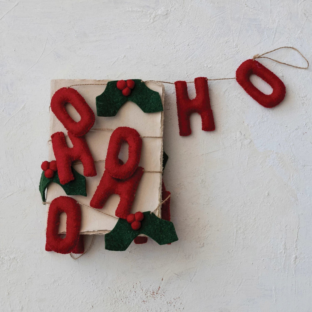 Handmade Wool Felt Garland "Ho Ho Ho" - Something Splendid Co.