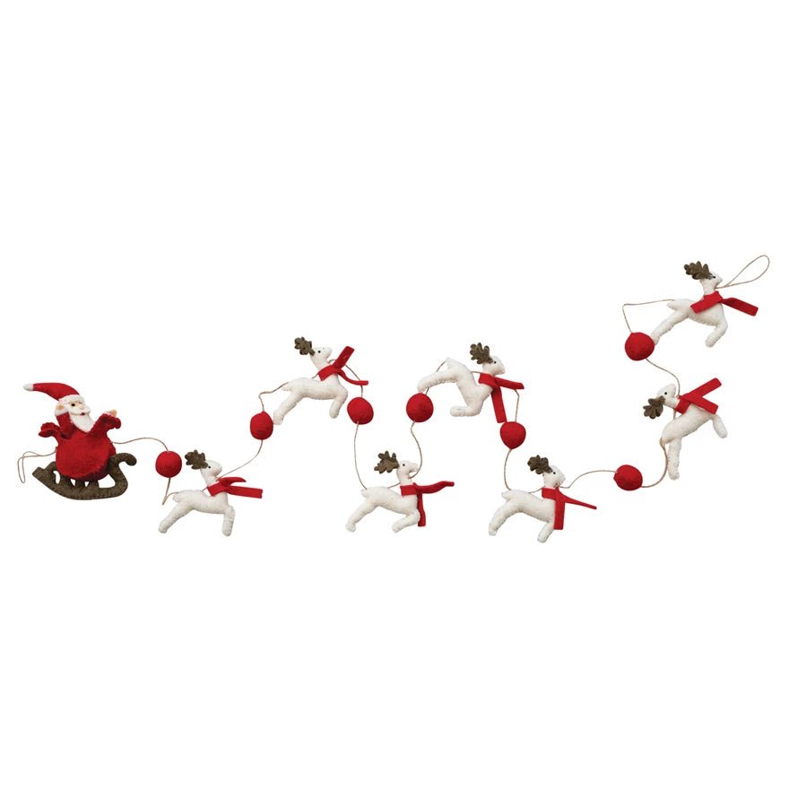 Handmade Wool Felt Santa & Reindeer Garland - Something Splendid Co.