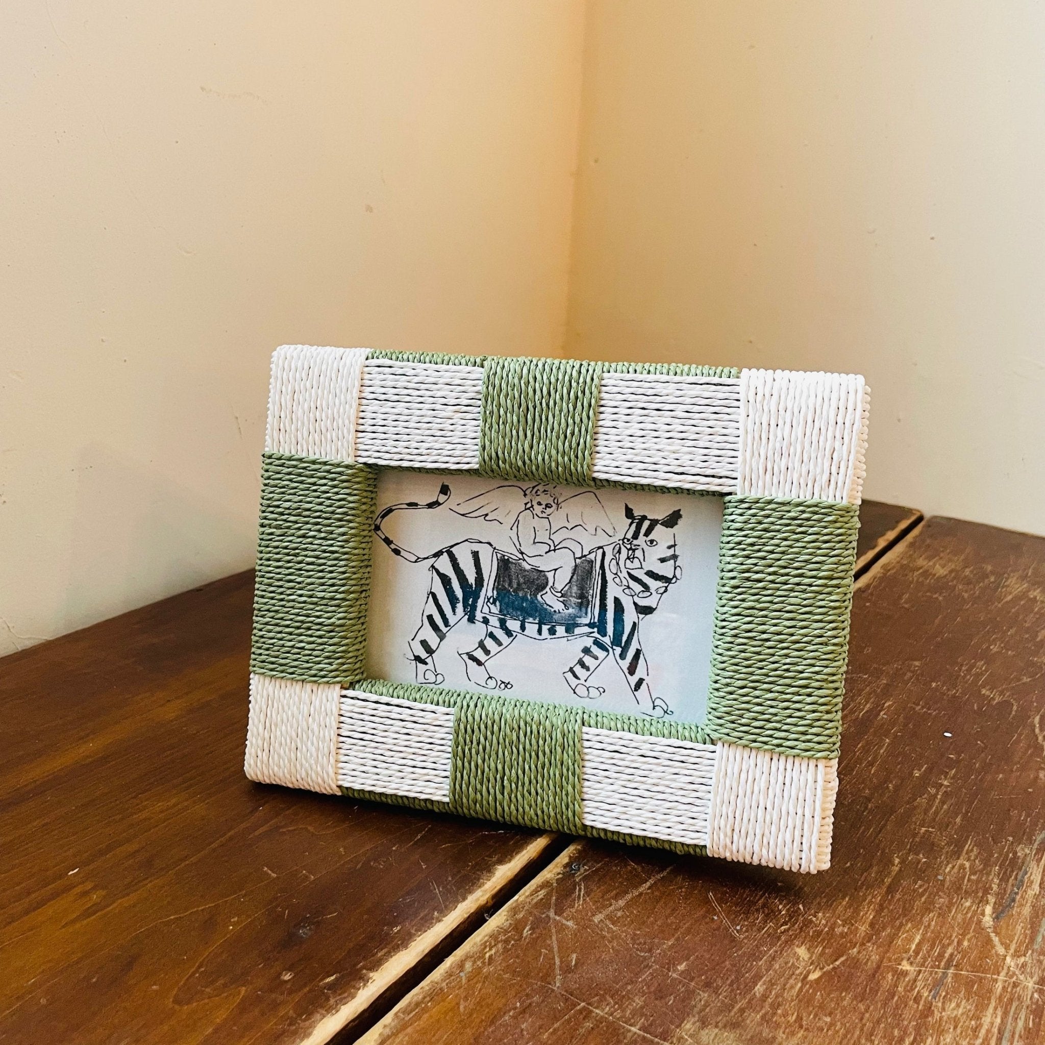 Handwoven Checkered Green and White Frame - Thumbnail 2