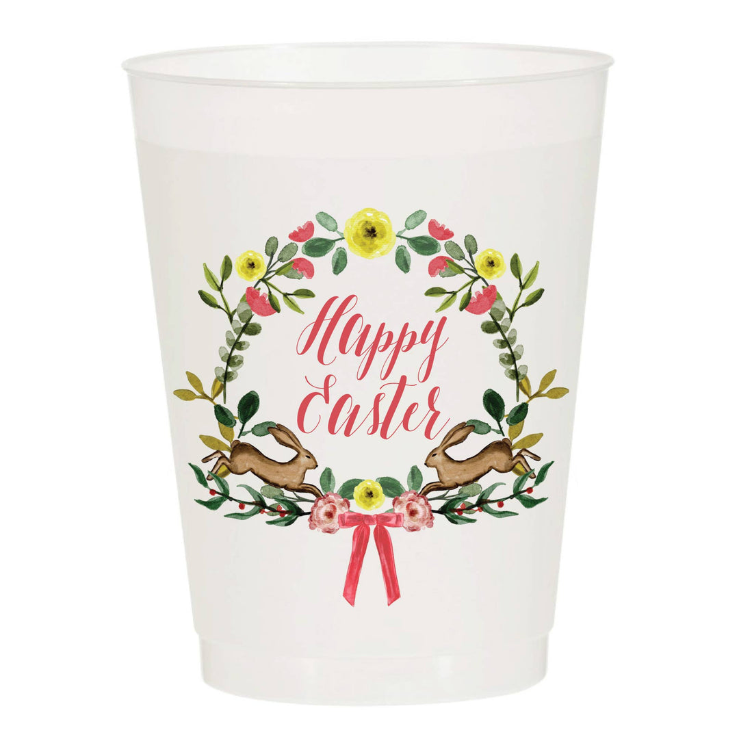 Happy Easter Floral Wreath Bunny Frosted Cups - Easter - Something Splendid Co.