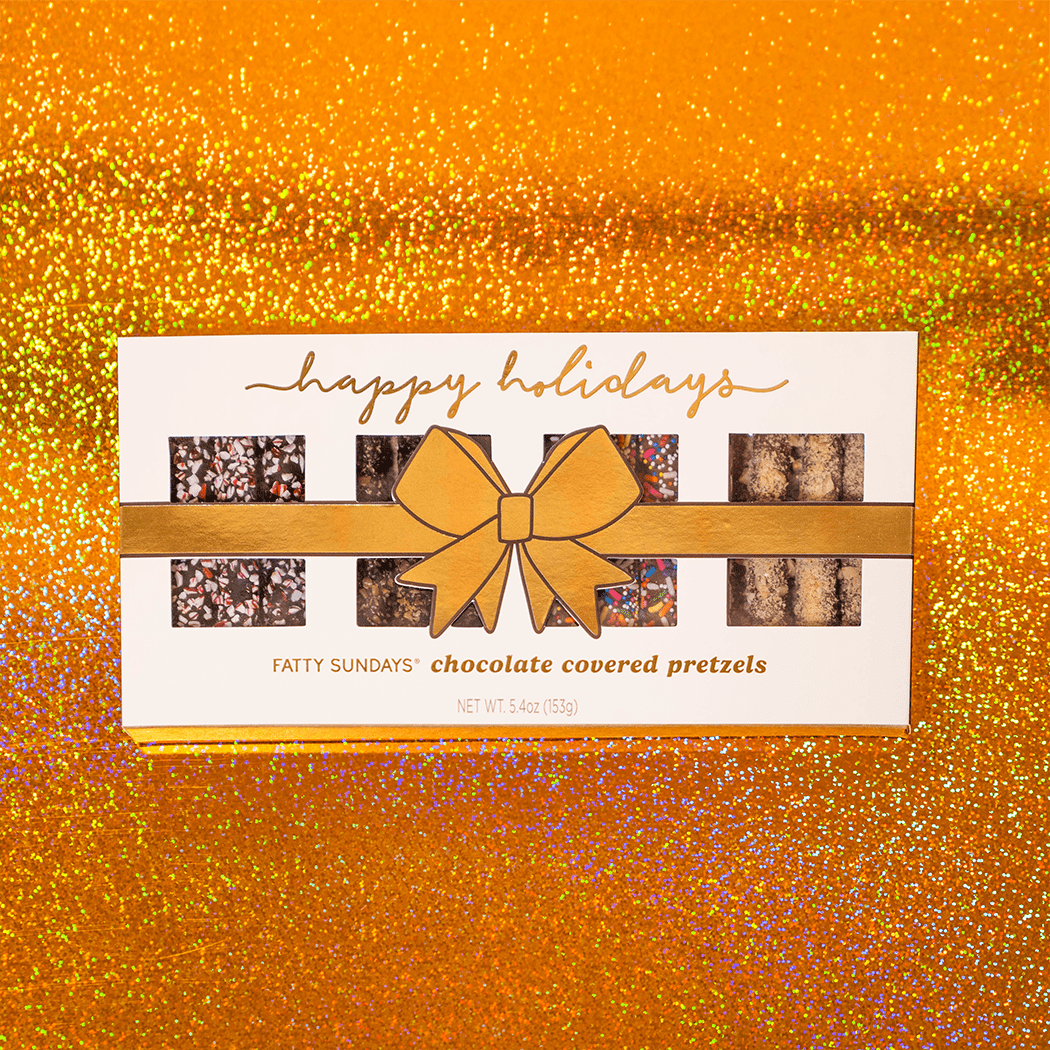 Happy Holidays Gourmet Chocolate Covered Pretzel Gift Set - Something Splendid Co.